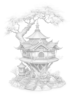 Japanese Fairy House Coloring Book - CraftNest - Digital Crafting and Art