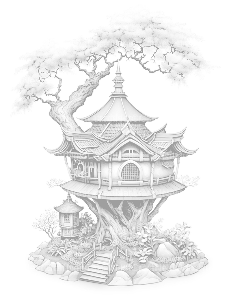 Japanese Fairy House Coloring Book - CraftNest - Digital Crafting and Art