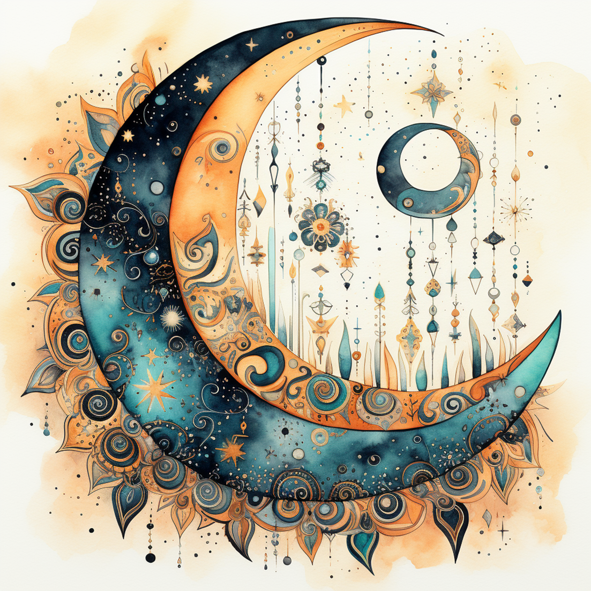 Moon Boho Seamless Digital Paper - CraftNest - Digital Crafting and Art