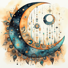 Moon Boho Seamless Digital Paper - CraftNest - Digital Crafting and Art