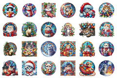 Christmas Cute Cat Ornament Designs - Funny Animal Clipart Bundle - CraftNest - Digital Crafting and Art