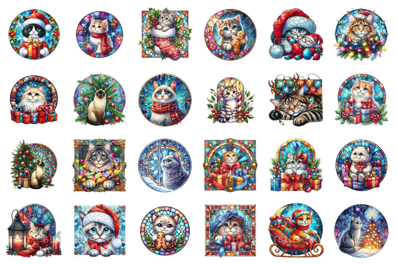 Christmas Cute Cat Ornament Designs - Funny Animal Clipart Bundle - CraftNest - Digital Crafting and Art