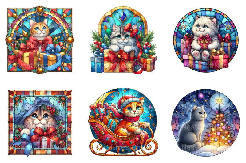 Christmas Cute Cat Ornament Designs - Funny Animal Clipart Bundle - CraftNest - Digital Crafting and Art