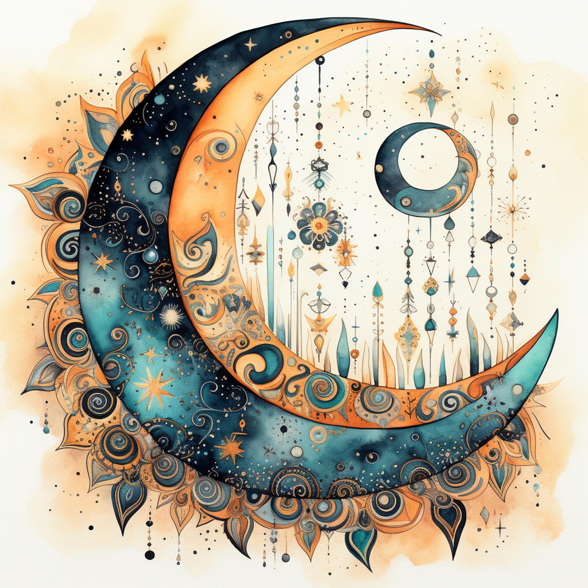 Moon Boho Seamless Digital Paper - CraftNest - Digital Crafting and Art