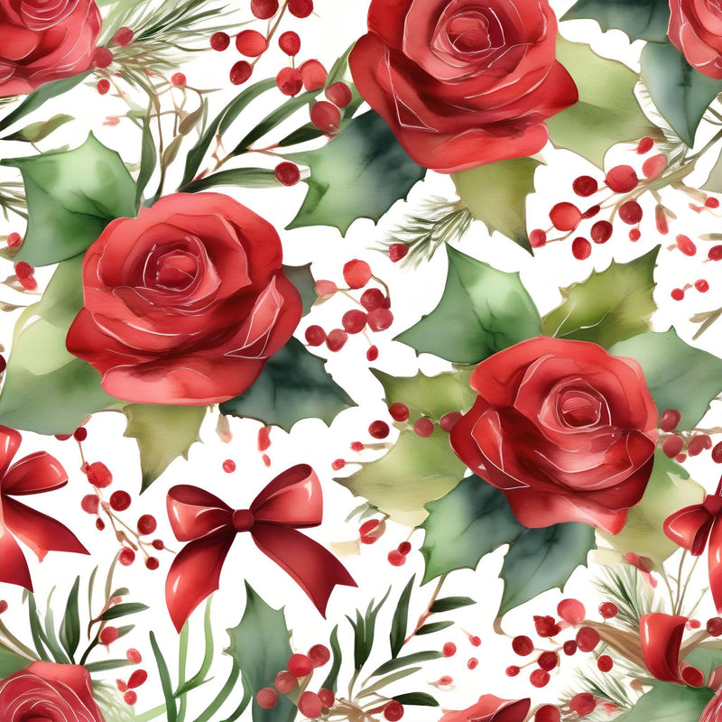 Christmas Roses Seamless Digital Paper - CraftNest - Digital Crafting and Art