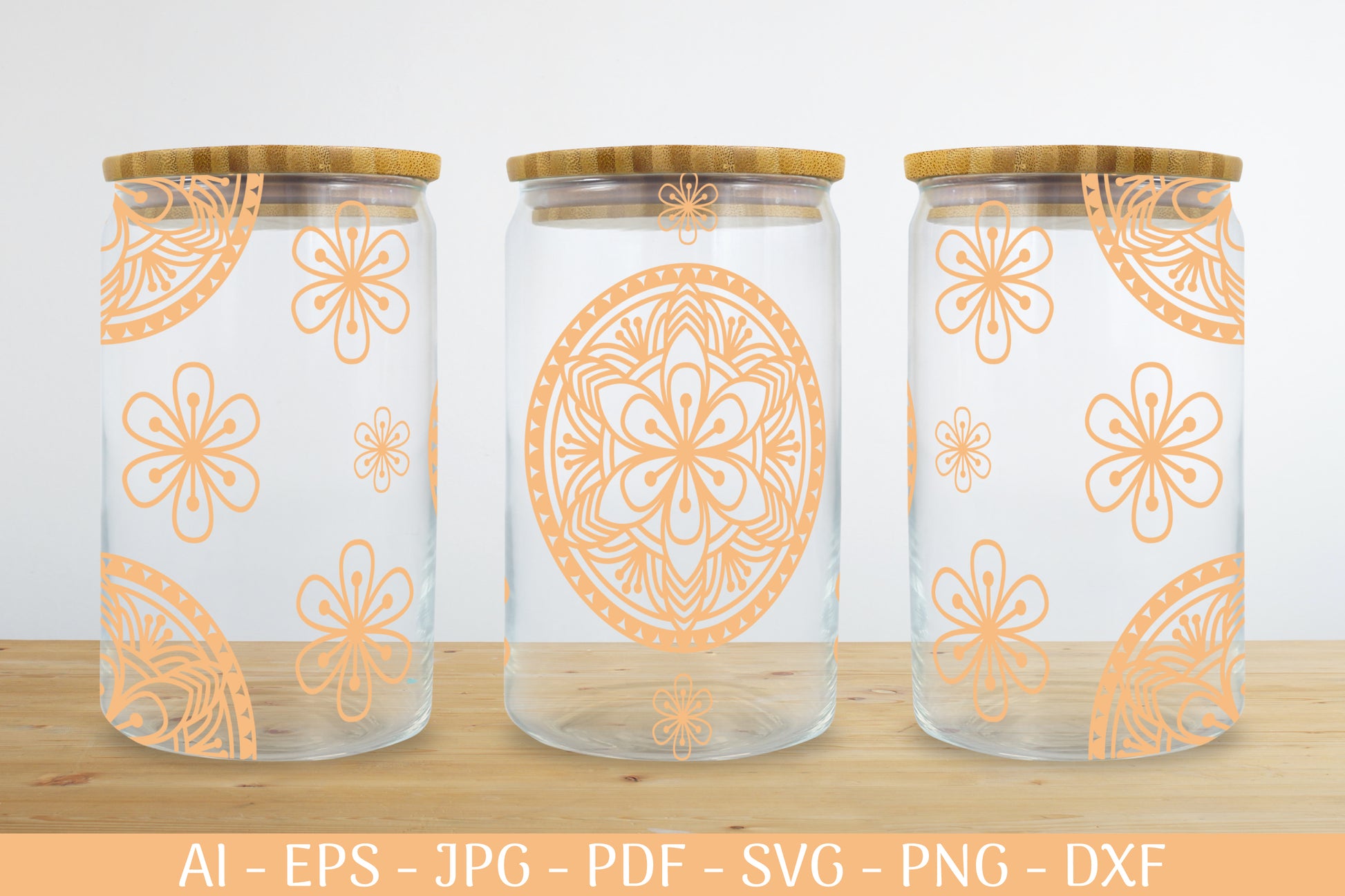 Mandala Can Glass Wrap Designs SVG Bundle 2 - CraftNest - Digital Crafting and Art
