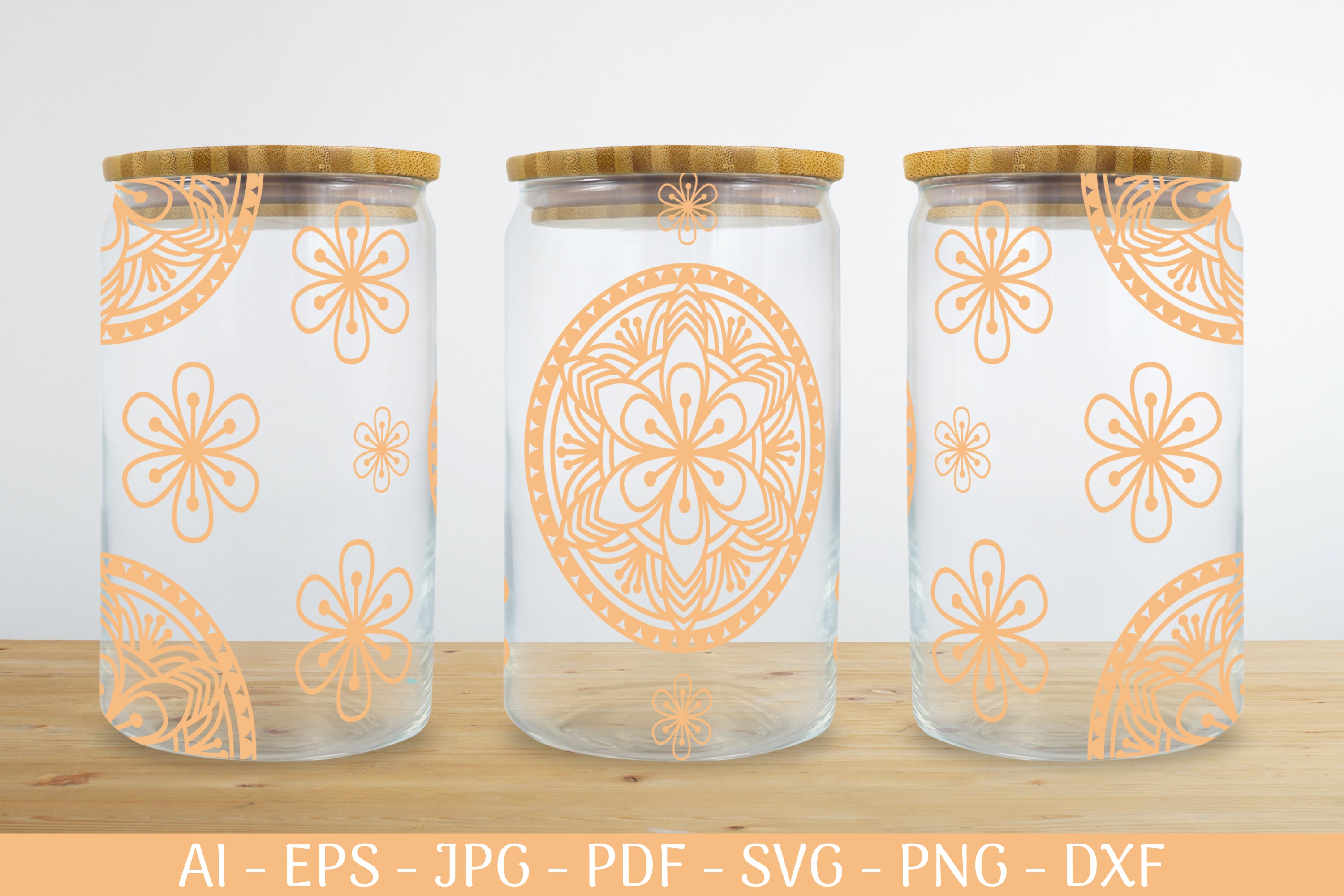 Mandala Can Glass Wrap Designs SVG Bundle 2 - CraftNest - Digital Crafting and Art