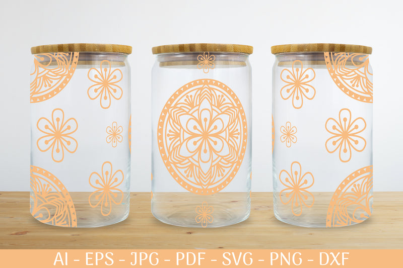 Mandala Can Glass Wrap Designs SVG Bundle 2 - CraftNest - Digital Crafting and Art