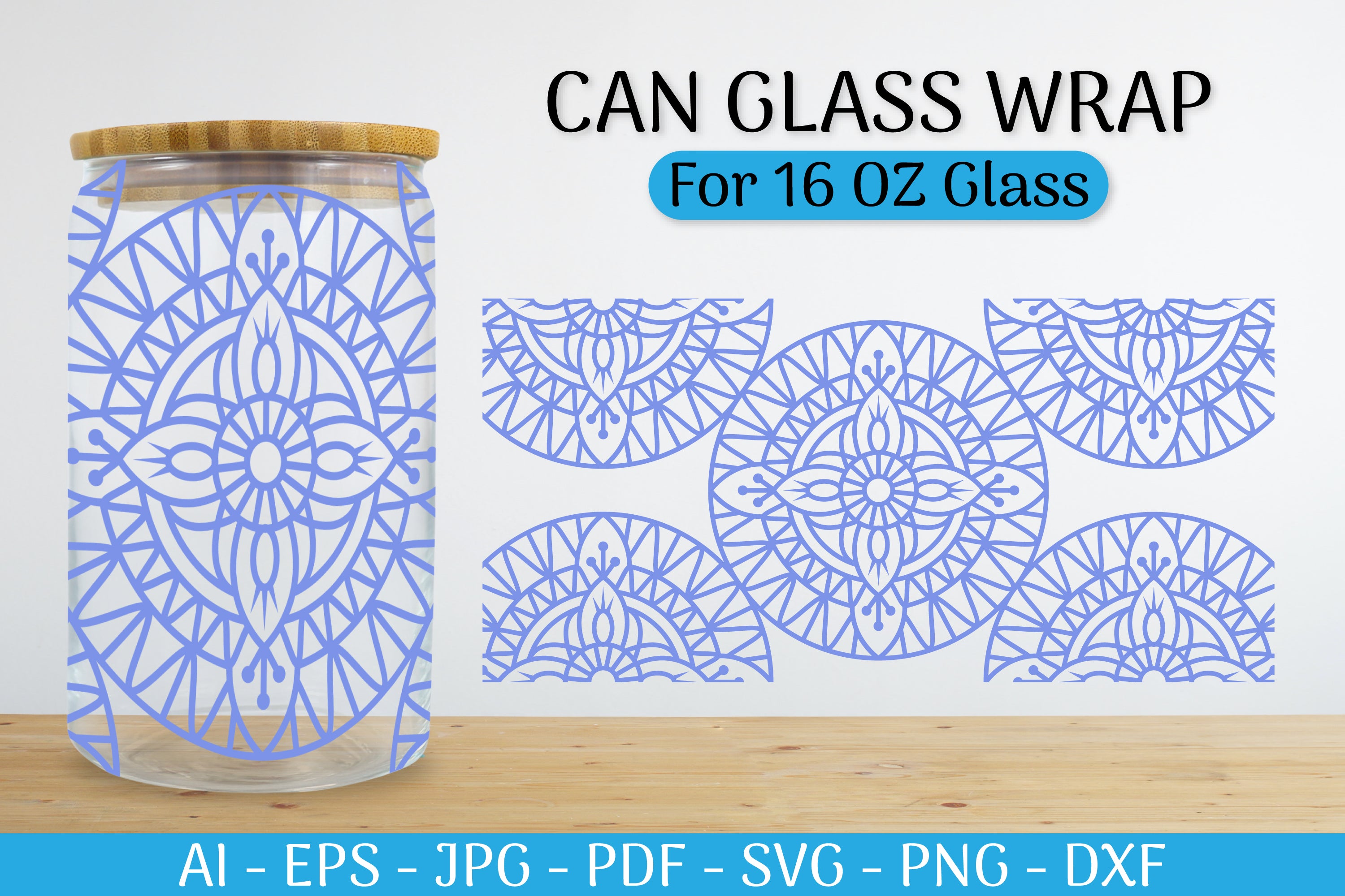 Mandala Designs SVG Bundle: 16 OZ Can Glass Wraps - CraftNest - Digital Crafting and Art