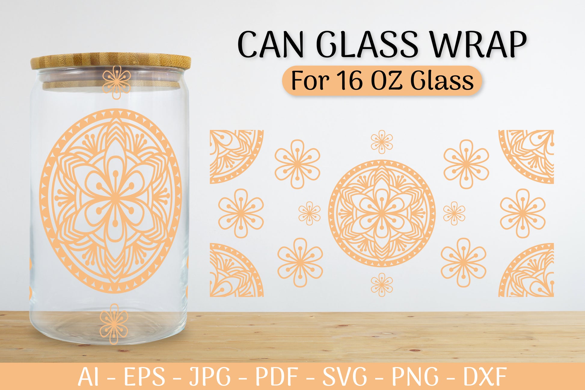 Mandala Can Glass Wrap Designs SVG Bundle 2 - CraftNest - Digital Crafting and Art