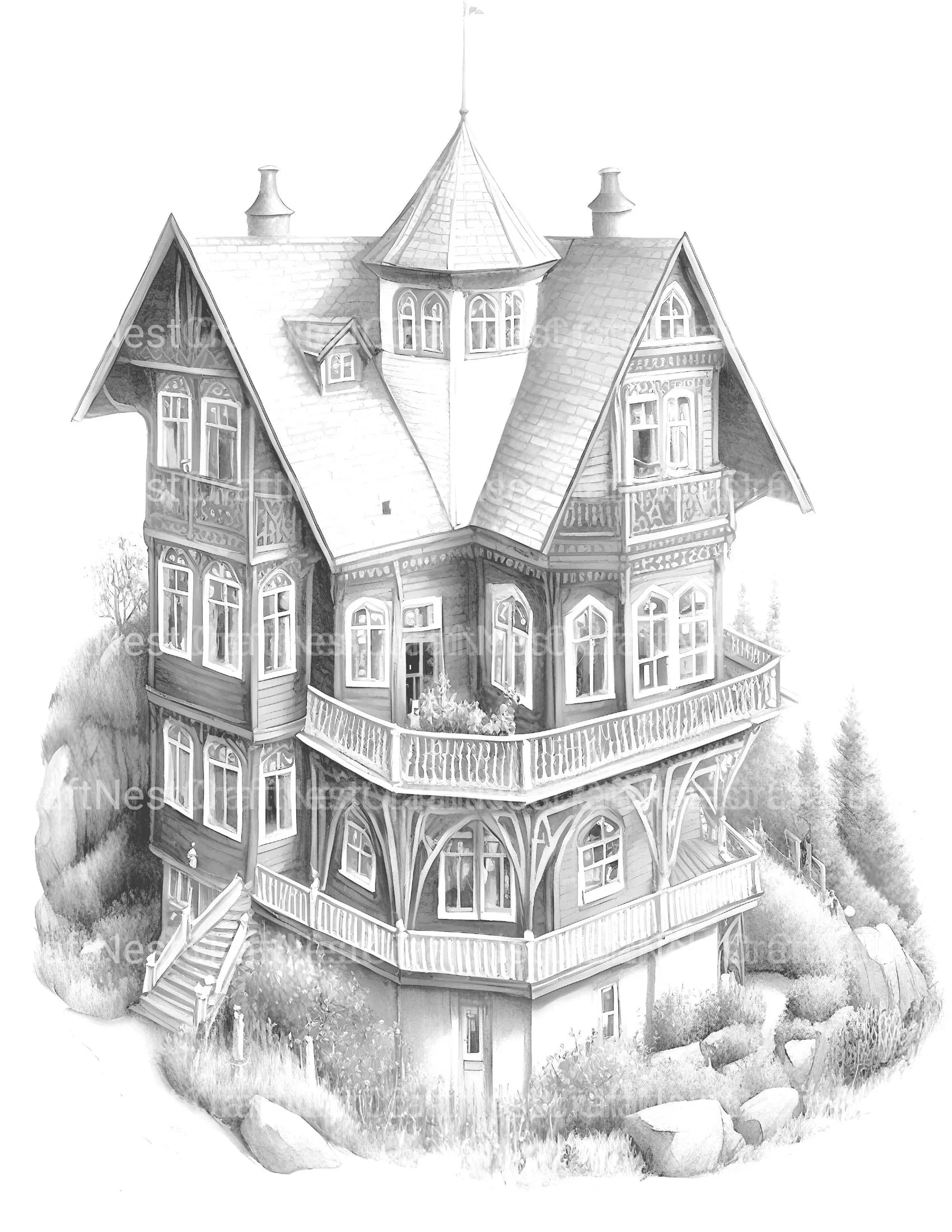 Norwegian Tiny House Coloring Book - CraftNest - Digital Crafting and Art