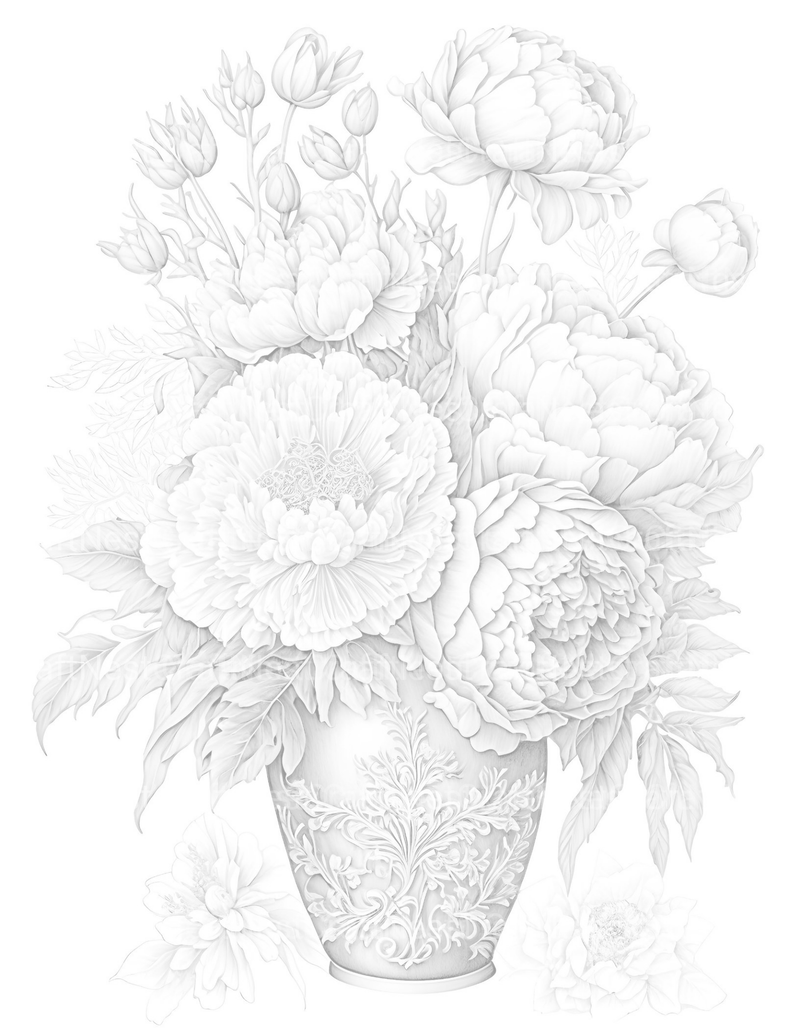 Peony Flower Coloring Book - CraftNest - Digital Crafting and Art
