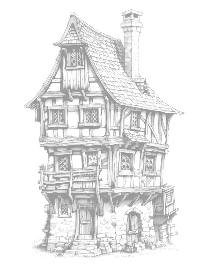 Medieval Tiny House Coloring Book - CraftNest - Digital Crafting and Art