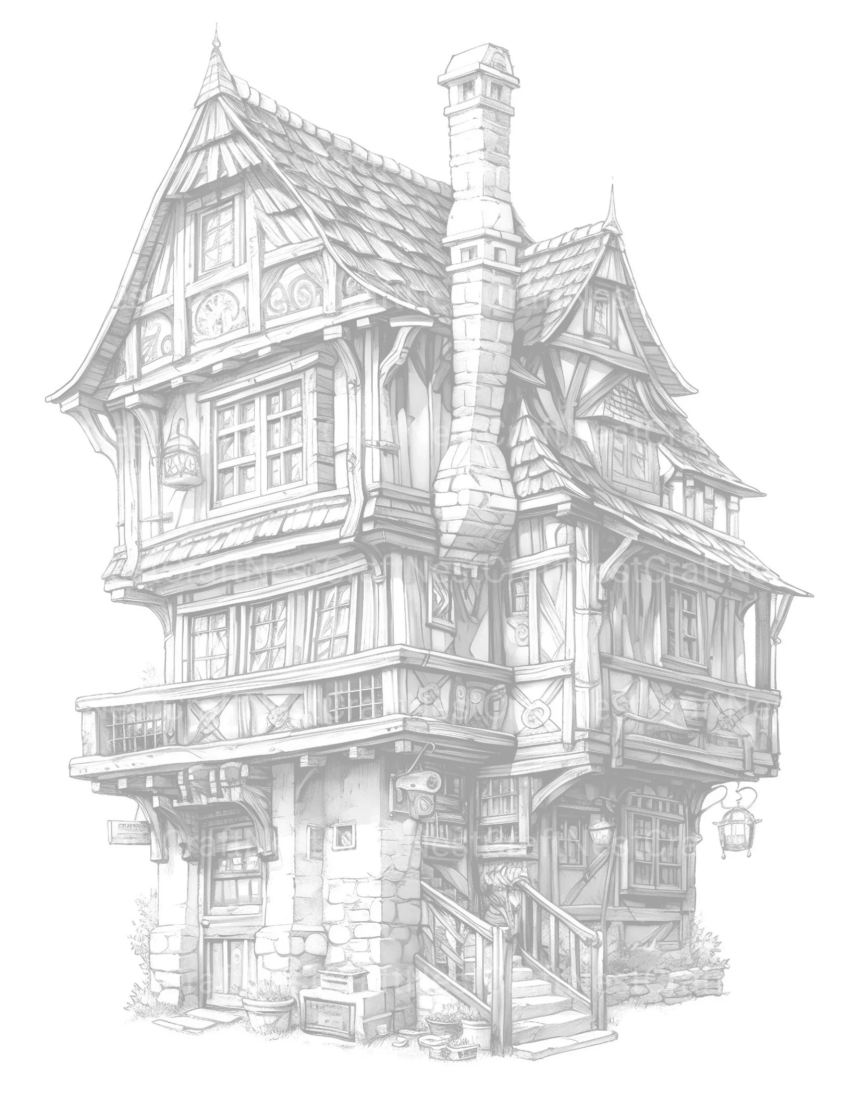 Medieval Tiny House Coloring Book - CraftNest - Digital Crafting and Art