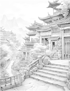 Old Chinese Villages Coloring Book - CraftNest - Digital Crafting and Art