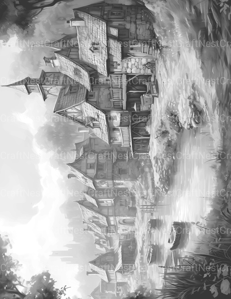 Medieval Village Coloring Book - CraftNest - Digital Crafting and Art