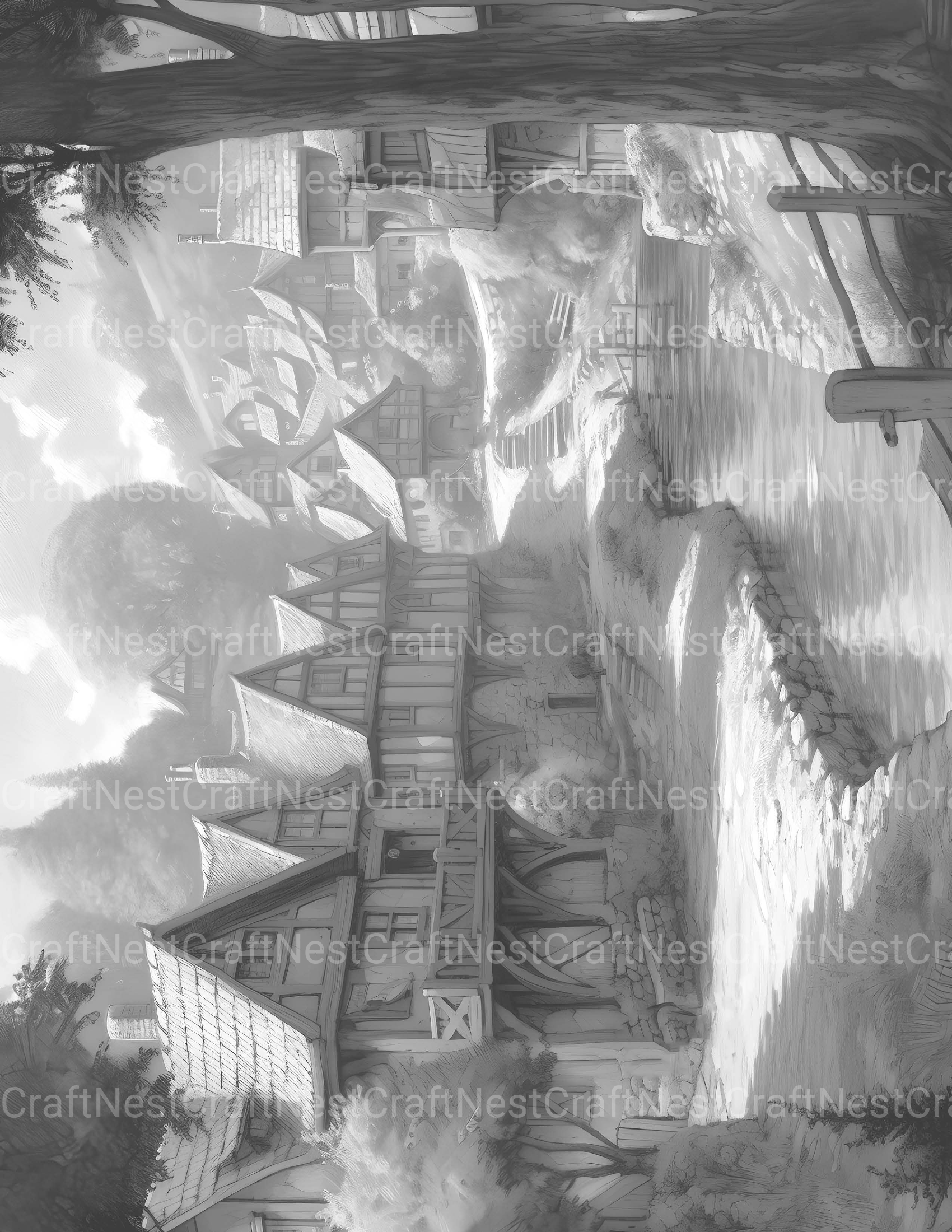 Medieval Village Coloring Book - CraftNest - Digital Crafting and Art