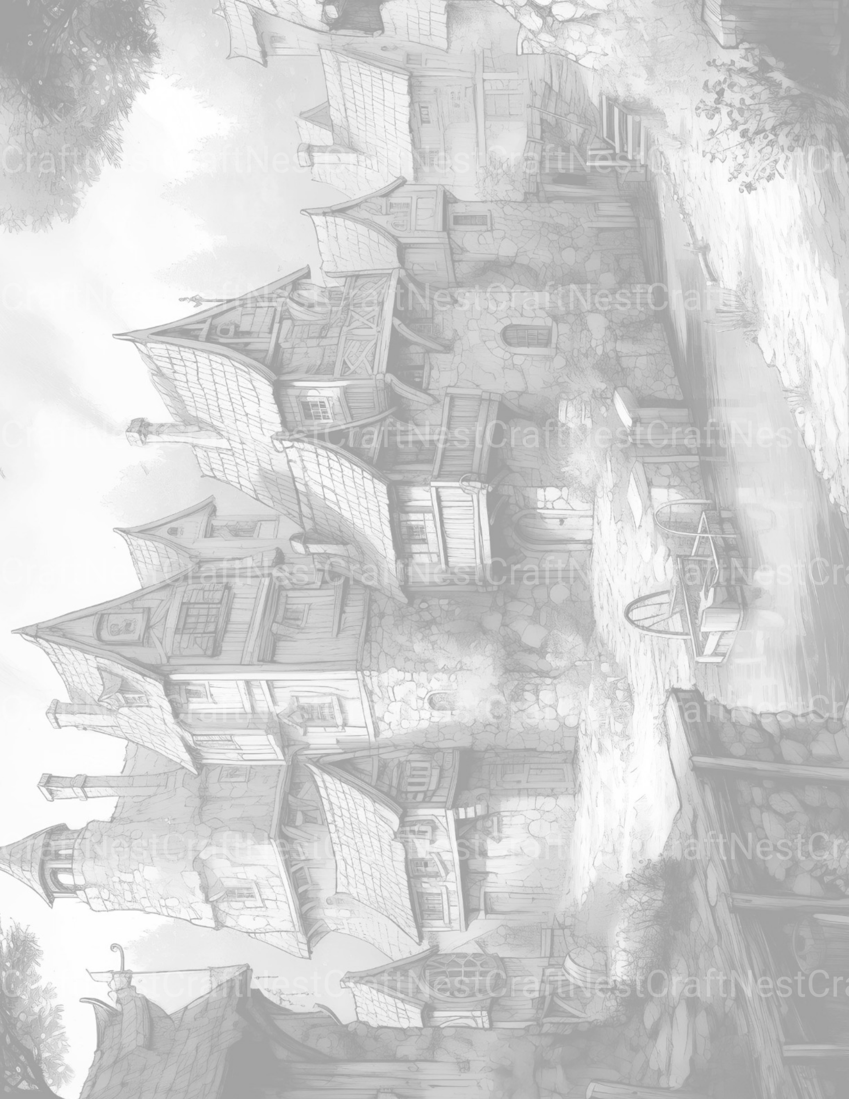 Medieval Village Coloring Book - CraftNest - Digital Crafting and Art