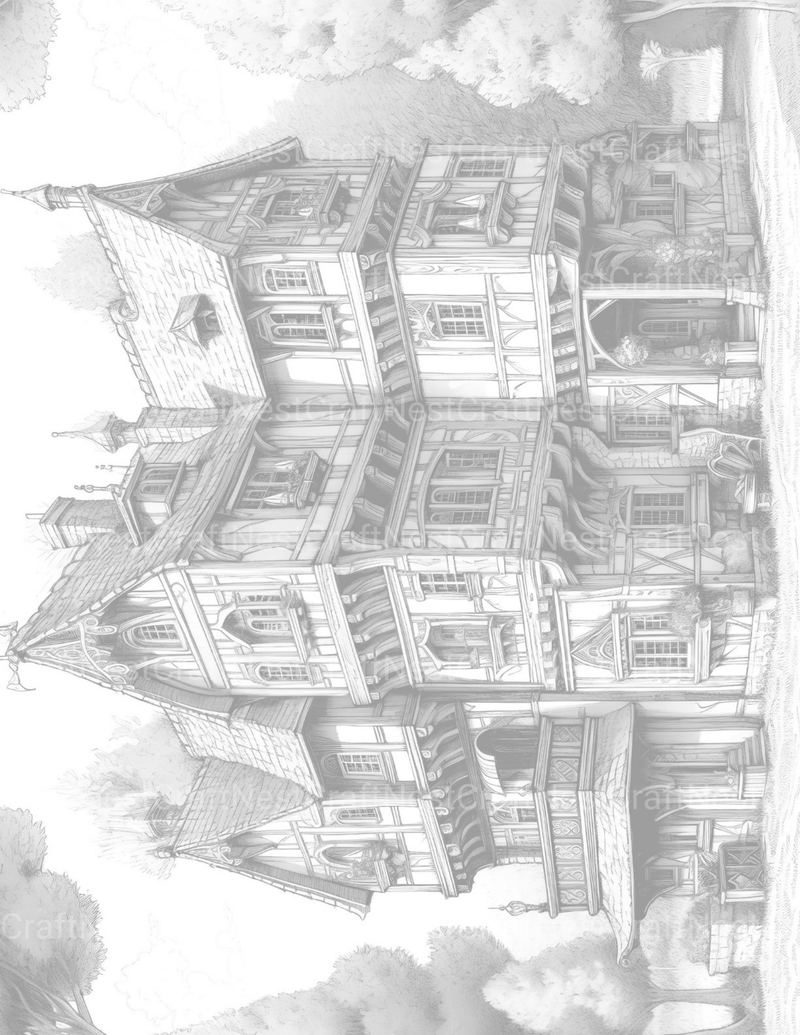 Medieval Village Coloring Book - CraftNest - Digital Crafting and Art