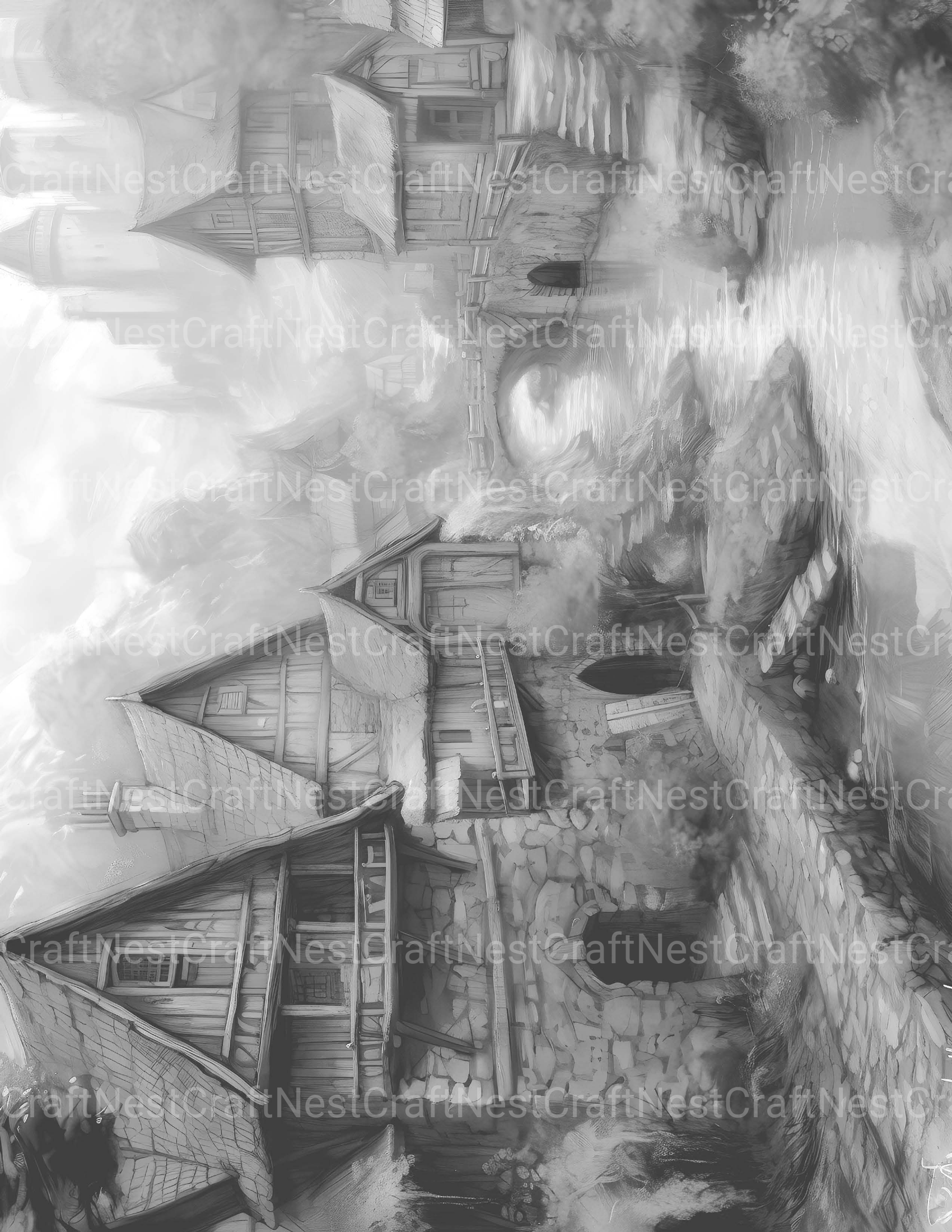Medieval Village Coloring Book - CraftNest - Digital Crafting and Art