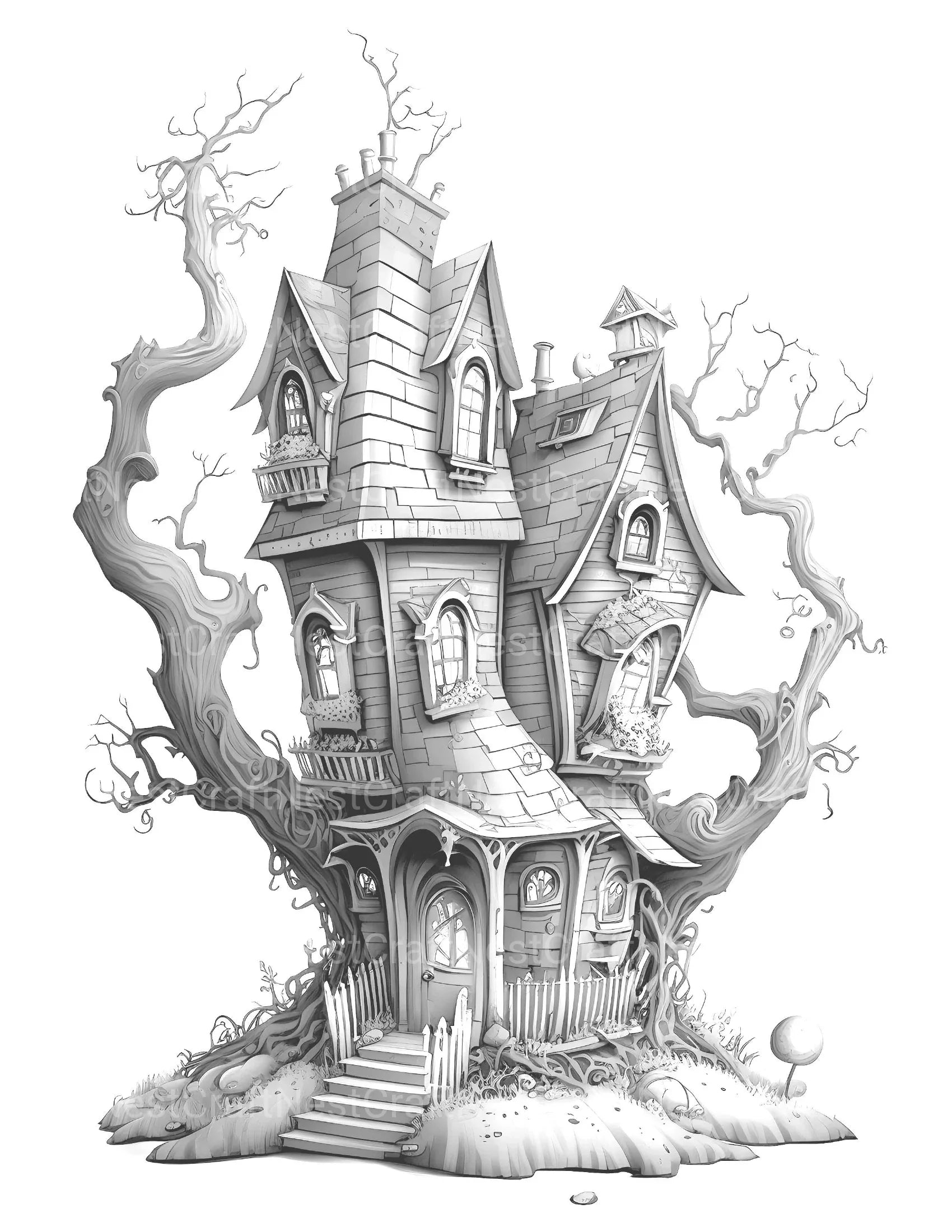 Haunted House Coloring Book - CraftNest - Digital Crafting and Art