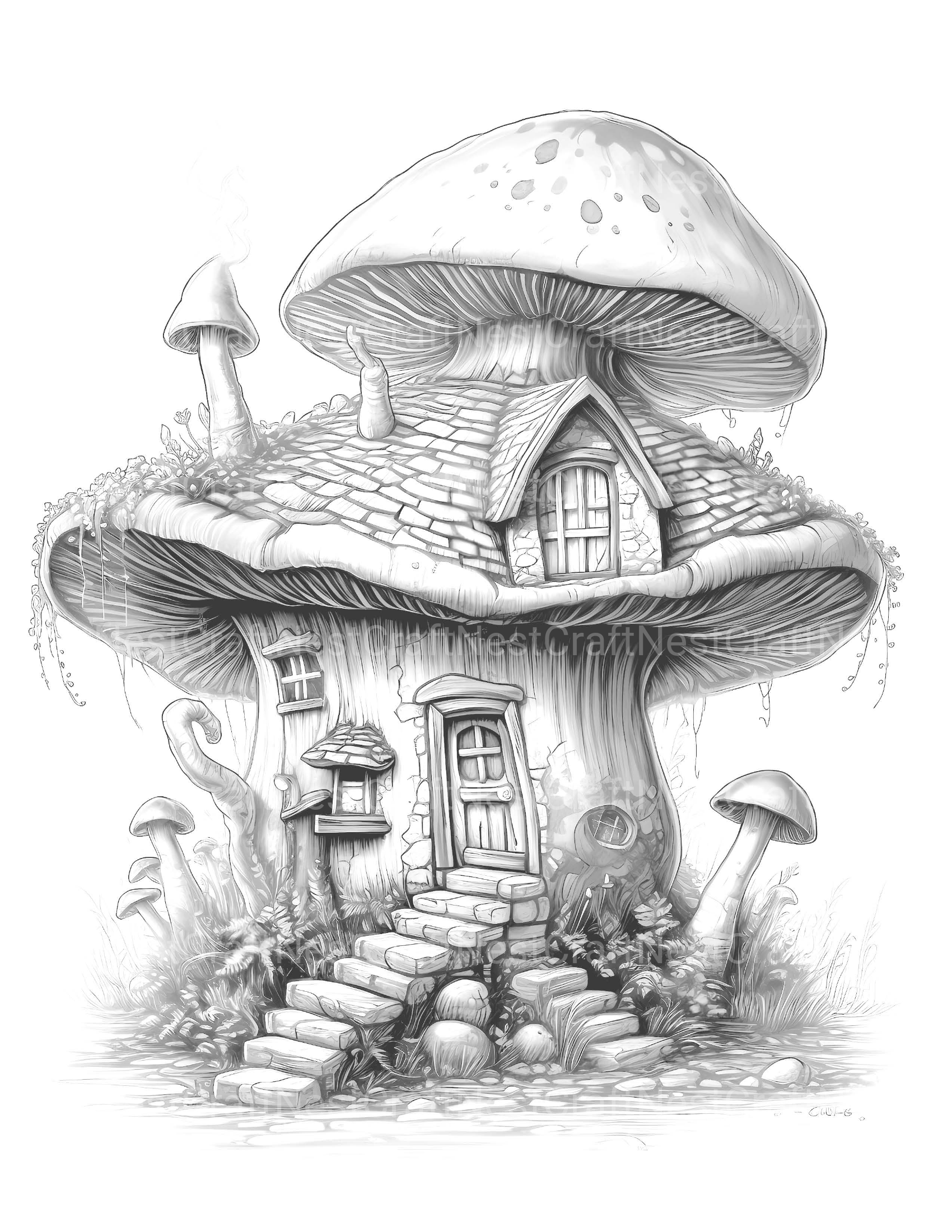 Mushroom House Coloring Book - CraftNest - Digital Crafting and Art