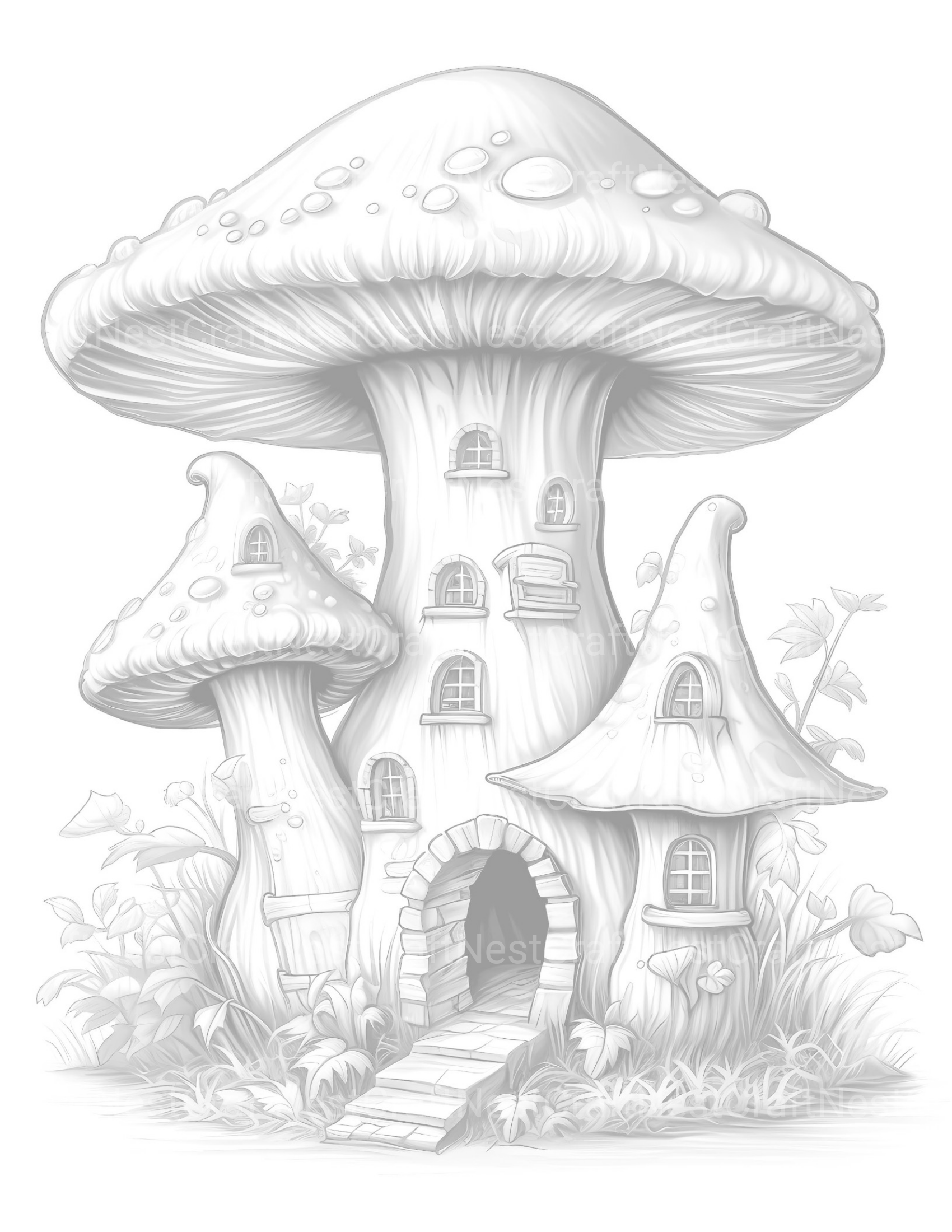 Mushroom House Coloring Book - CraftNest - Digital Crafting and Art