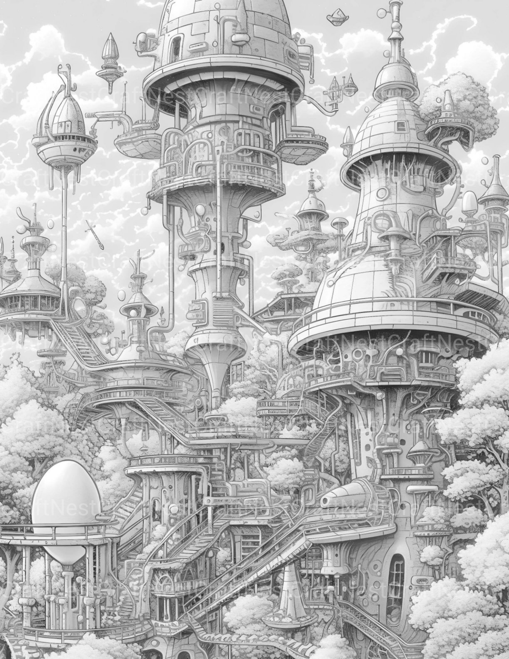 Sci-Fi Landscape Coloring Book - CraftNest - Digital Crafting and Art