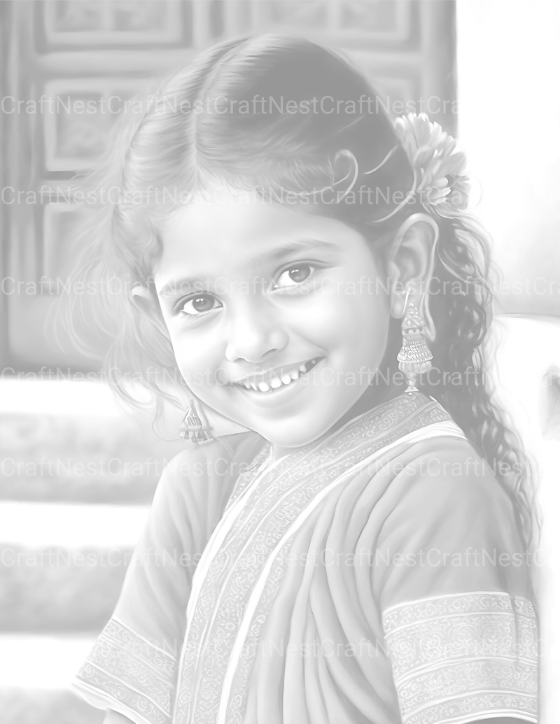 Indian Girl Coloring Book - CraftNest - Digital Crafting and Art
