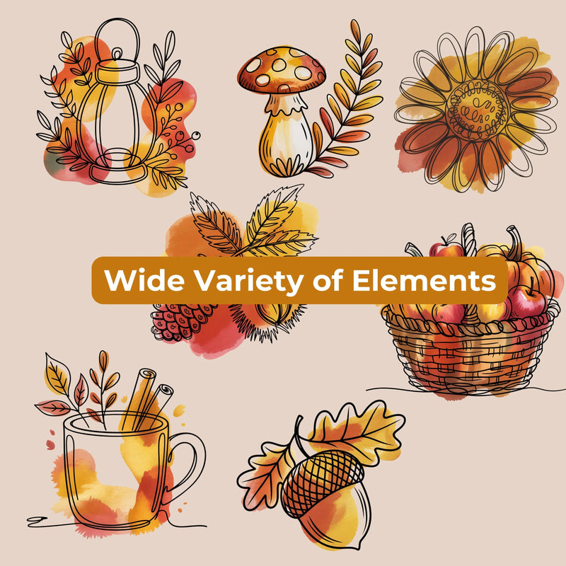 Fall Doodle Minimalist Elements Clipart Bundle - CraftNest - Digital Crafting and Art