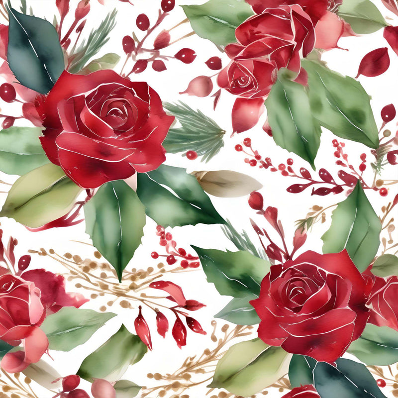 Christmas Roses Seamless Digital Paper - CraftNest - Digital Crafting and Art