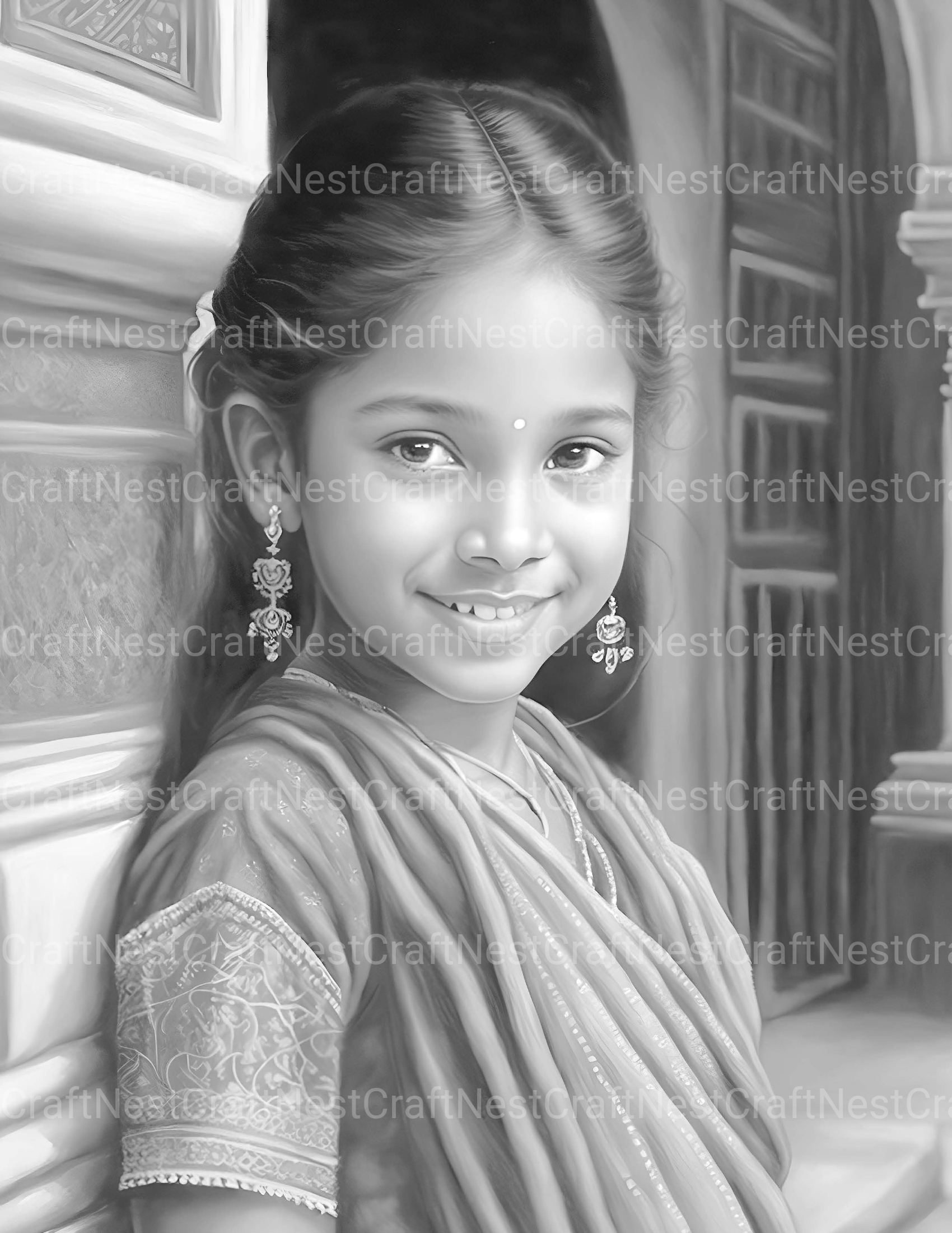 Indian Girl Coloring Book - CraftNest - Digital Crafting and Art