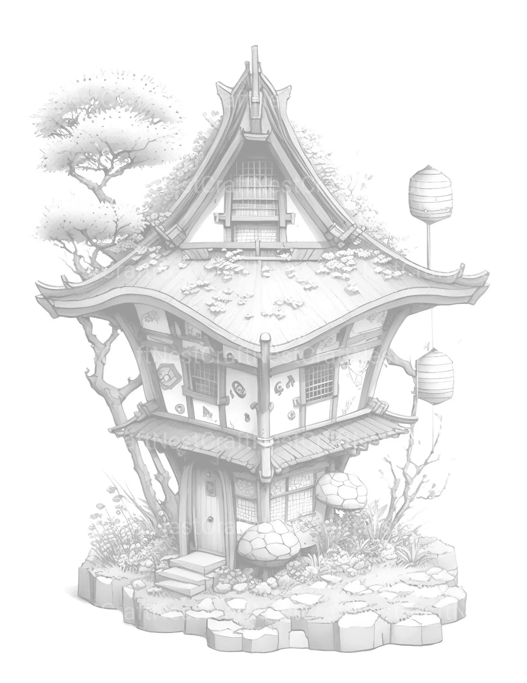 Japanese Tiny House Coloring Book - CraftNest - Digital Crafting and Art