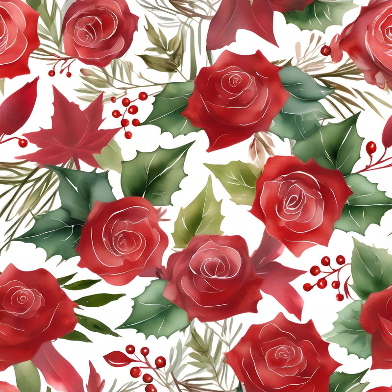 Christmas Roses Seamless Digital Paper - CraftNest - Digital Crafting and Art