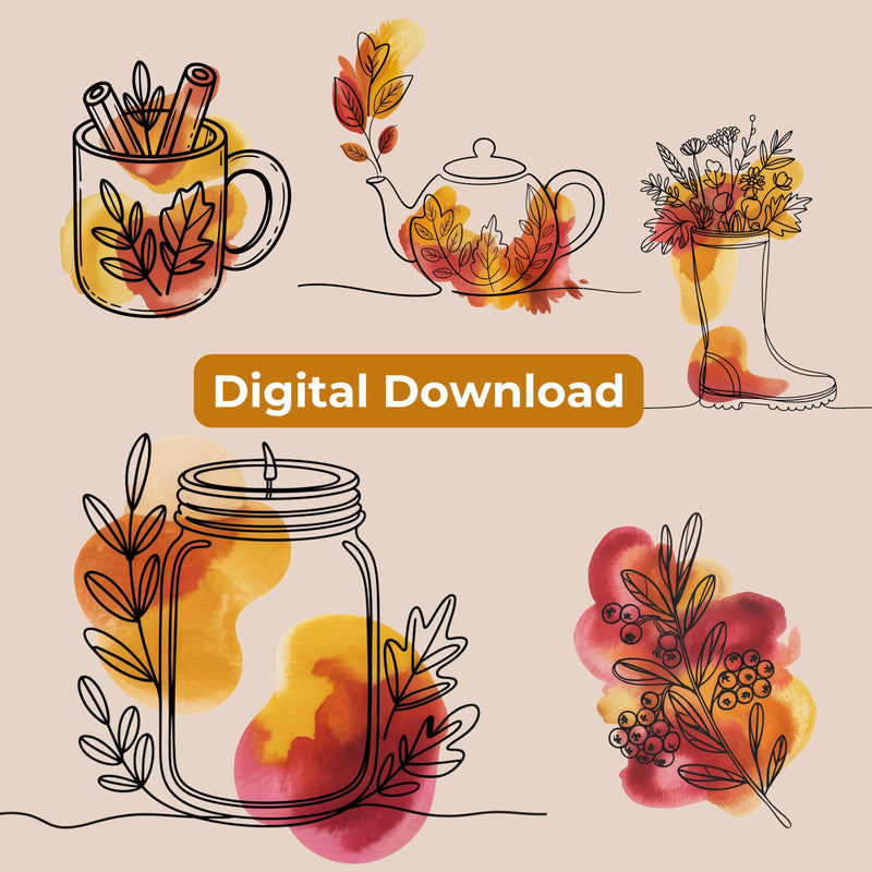 Fall Doodle Minimalist Elements Clipart Bundle - CraftNest - Digital Crafting and Art