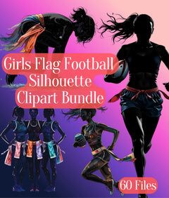 Girls Flag Football Silhouette Clipart Bundle - CraftNest - Digital Crafting and Art
