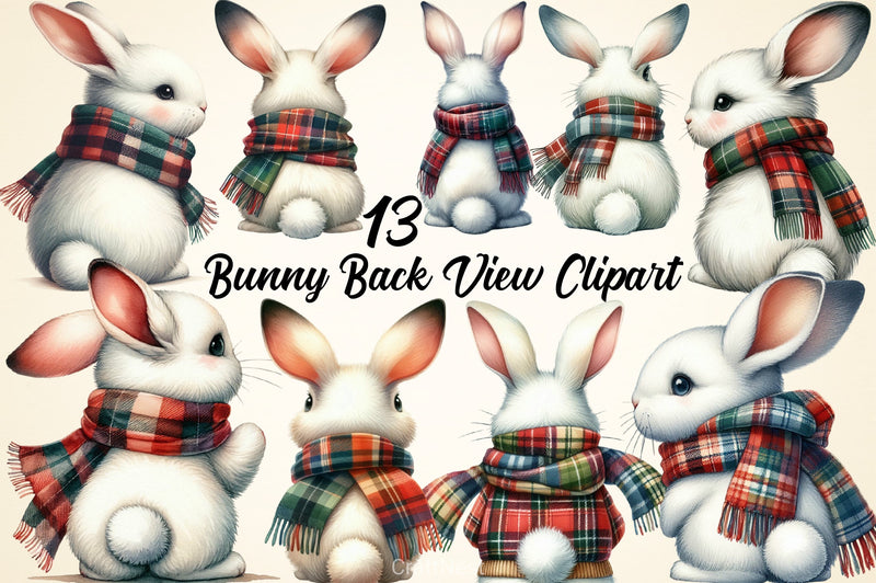 Bunny Back View Clipart Bundle 4 - CraftNest - Digital Crafting and Art