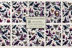 Purple Halloween Junk Journal Papers - CraftNest - Digital Crafting and Art