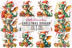 Cute Christmas Dragon Clipart Bundle - CraftNest - Digital Crafting and Art