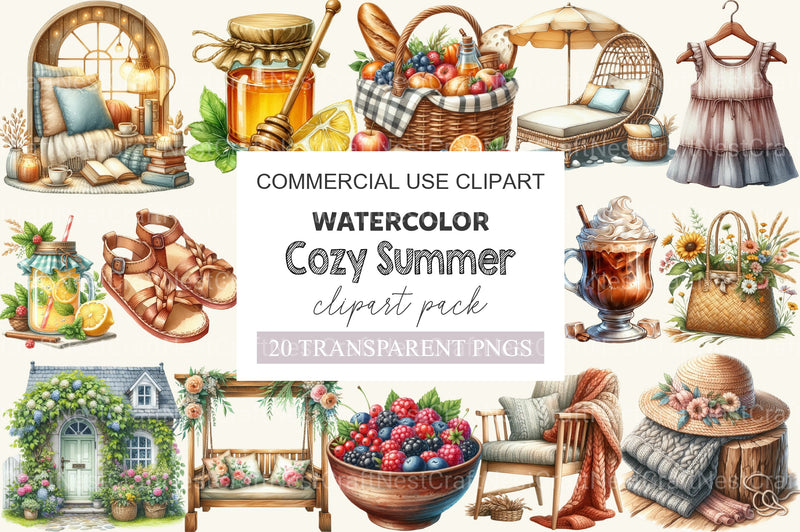 Cozy Summer Clipart Bundle 4 - CraftNest - Digital Crafting and Art