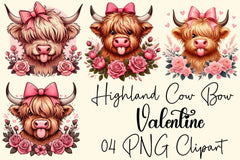 Highland Cow Valentine Clipart Bundle 2 - CraftNest - Digital Crafting and Art