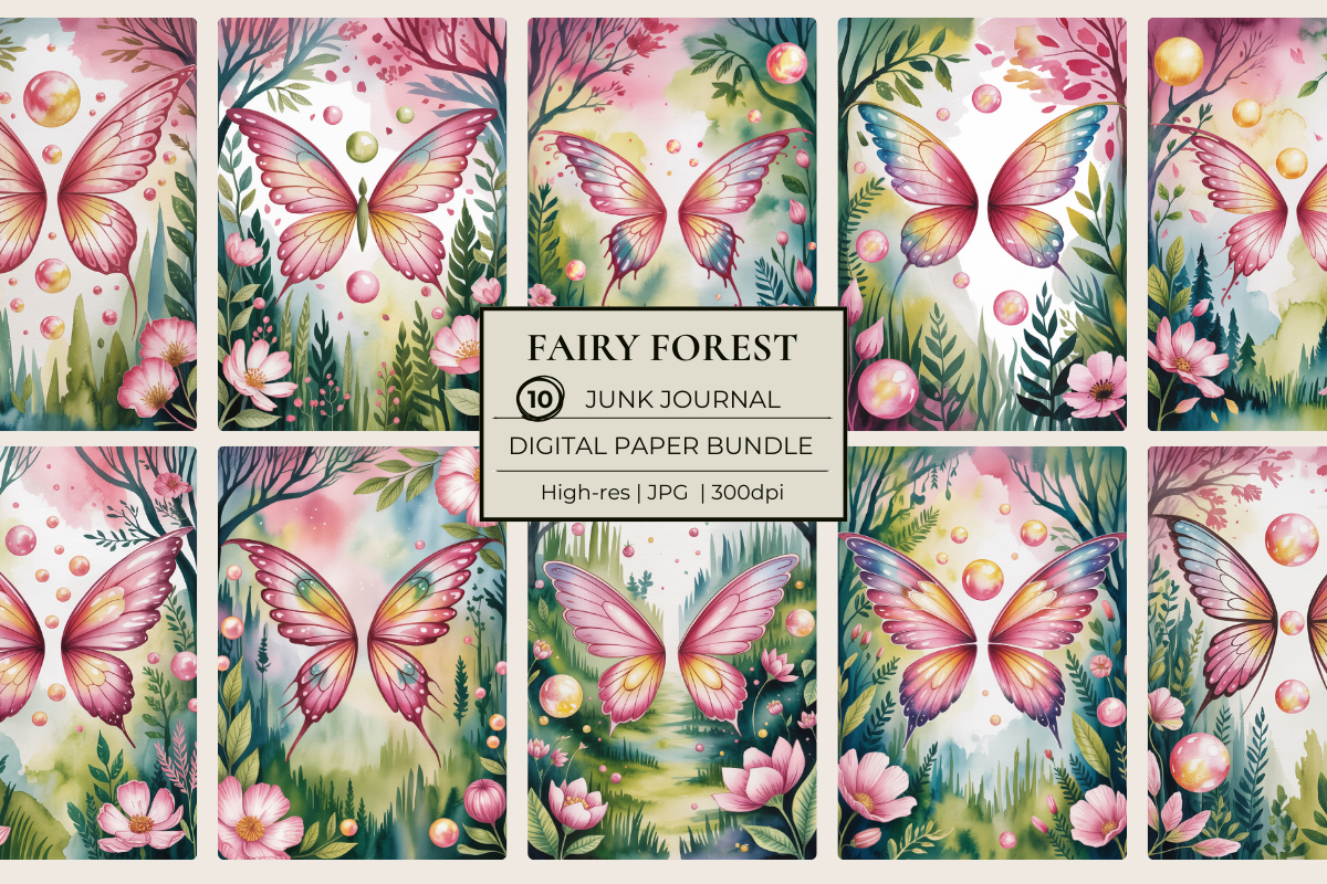 Fairy Forest Junk Journal Papers