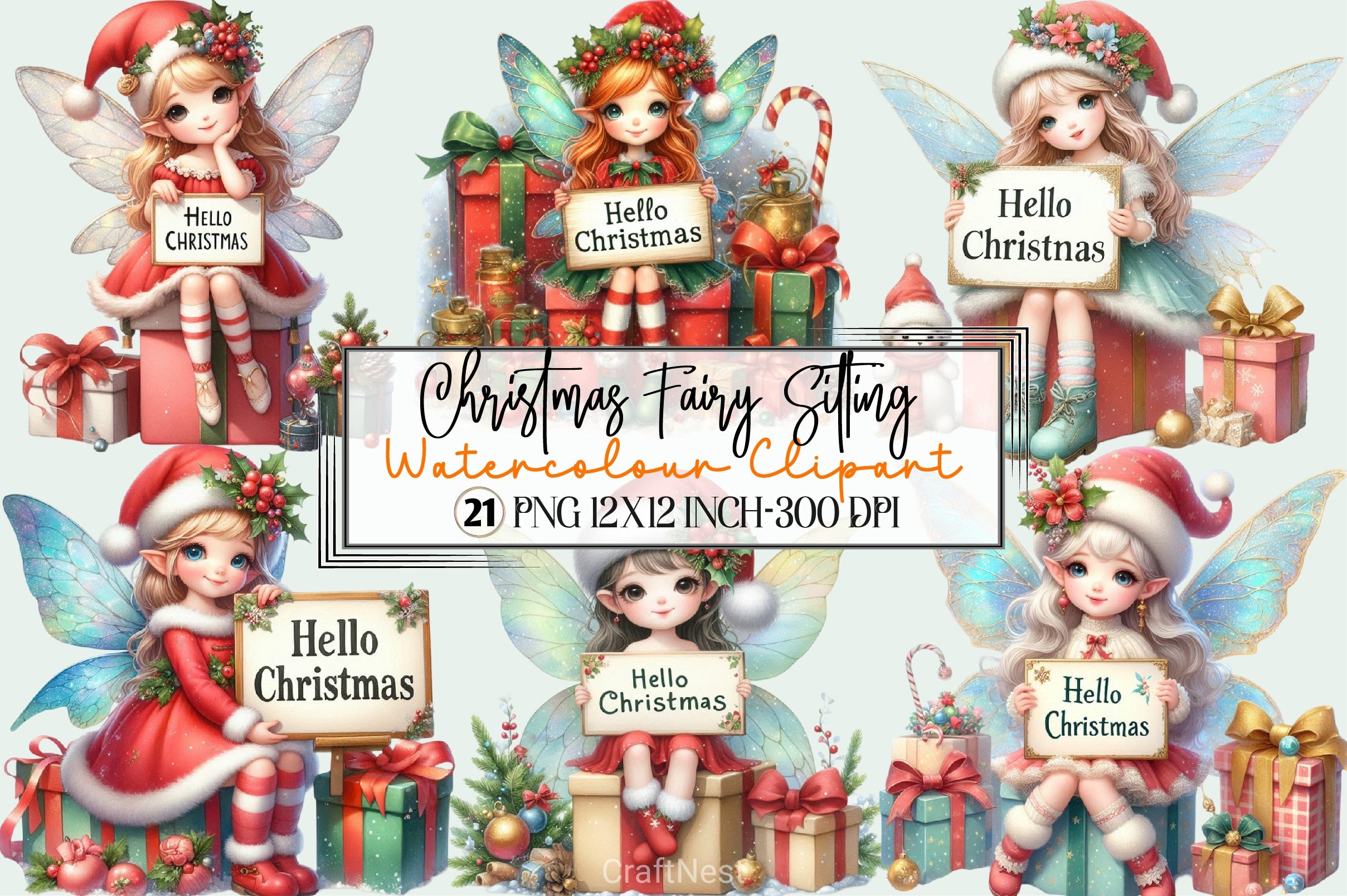 Christmas Fairy Clipart Bundle - CraftNest - Digital Crafting and Art