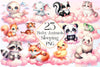 Pink Baby Animals Sleeping Clipart Bundle