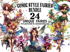 Comic Style Fairies Clipart - CraftNest