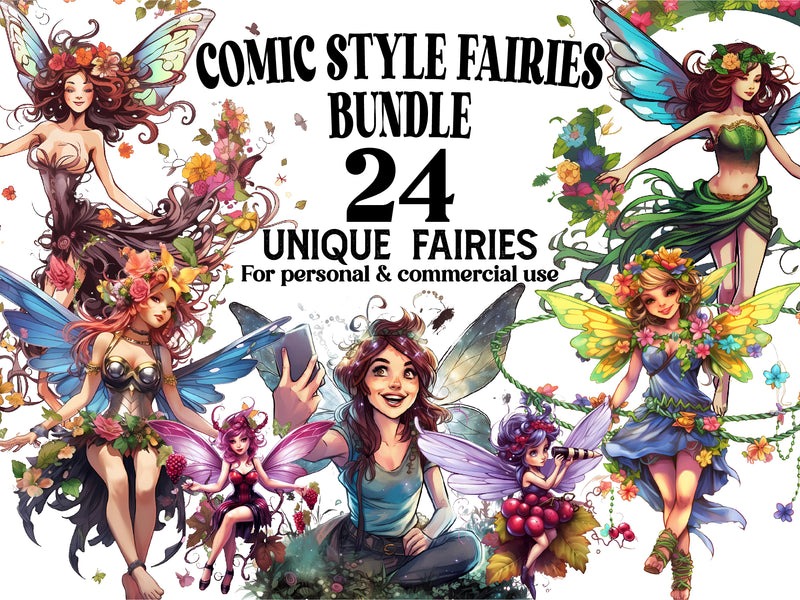 Comic Style Fairies Clipart - CraftNest