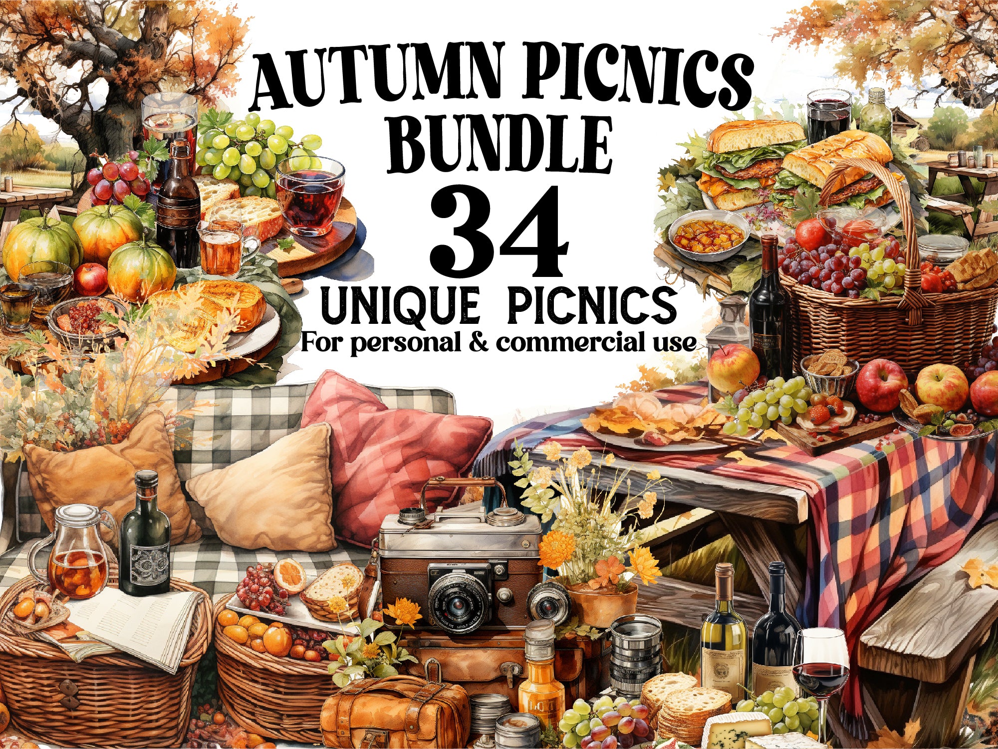 Autumn Picnics Clipart - CraftNest