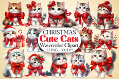 Christmas Cute Cats Clipart Bundle - CraftNest - Digital Crafting and Art