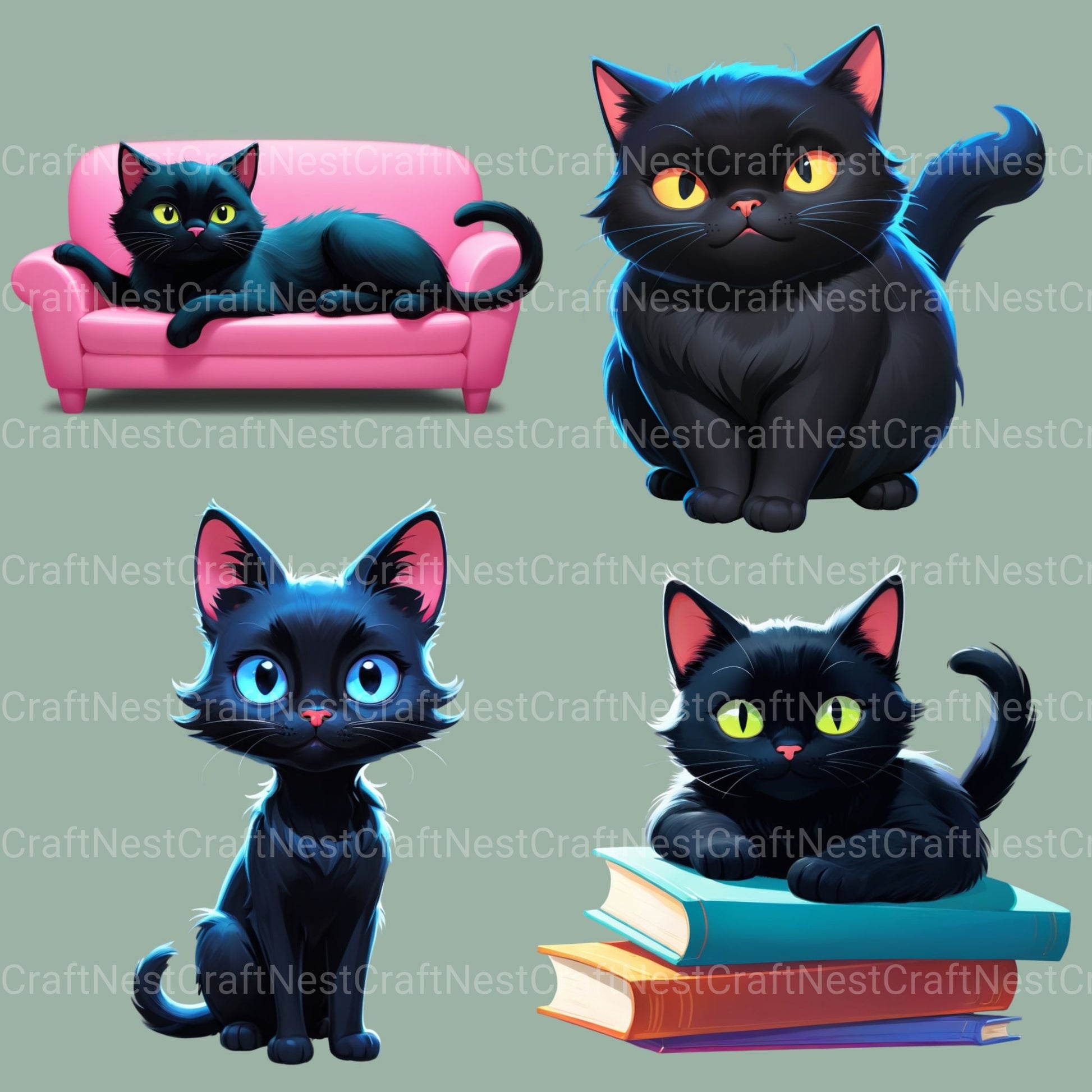 Black Cats Clipart Bundle - CraftNest - Digital Crafting and Art