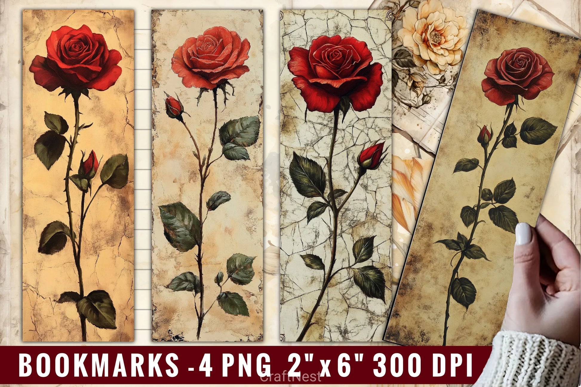 Red Rose Clipart Bundle 4 - CraftNest - Digital Crafting and Art